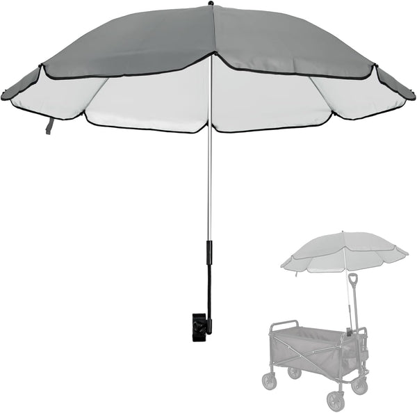 Eiszhjk UPF 50+ Wagon Umbrella with Universal Clamp, Adjustable Lounge Wagon Umbrella Attachment,