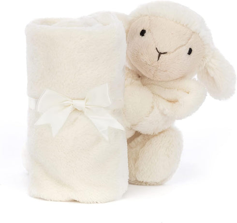 Jellycat Bashful Lamb Soother, 13.5 inches - Security Blanket & Lovey for Babies