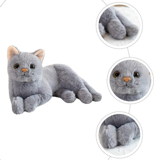 Toddmomy Plush Stuffed Cat Doll Toy, Adorable Grey Cat Stuffed Animal, Cartoon Cat Doll for Kids Home Decor and Sofa