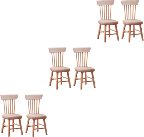 Toyvian 6 pcs Mini Wood Dollhouse Chairs, 1:12 Scale, Miniature Furniture Props for Dollhouse Landscape Garden