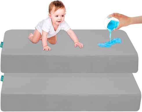 Biloban Pack and Play Sheets Waterproof 2 Pack Fitted, Compatible with Baby