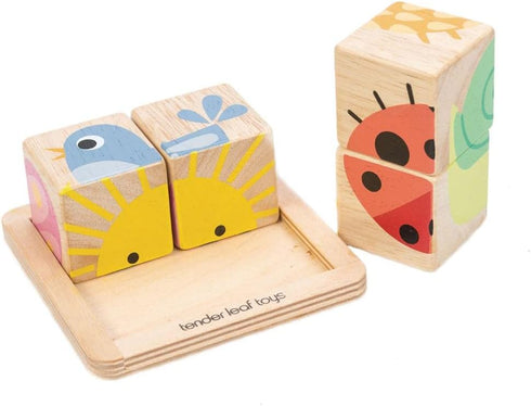 Tender Leaf Toys Baby Blocks - 5 Pieces My First Wooden Jigsaw Puzzle with Storage Tray for Toddlers 18M+