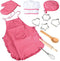 Acekid Chef Set for Kids,11pcs Kitchen Costume Role Play Kits, Girls Apron with