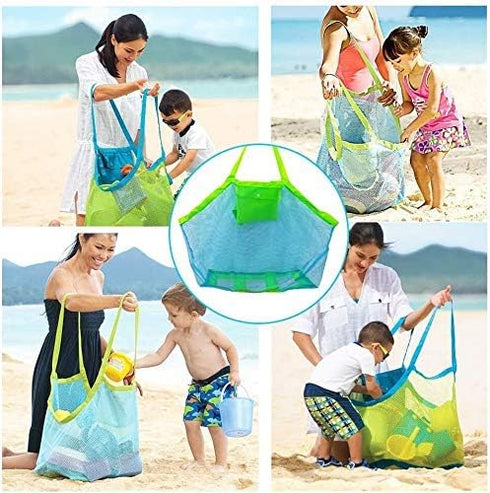 BornFeel 18 12 18 Inch Large Mesh Bag for Beach Toys Beach Bag for Sand Toys Mesh Sand Toy Bag Tote Green/Blue x x