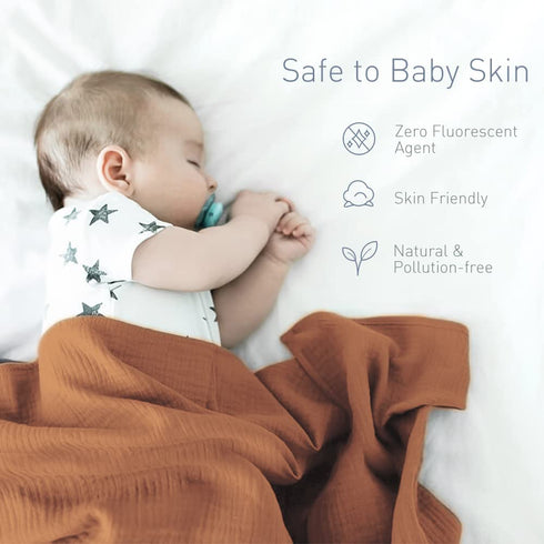 Newborn Baby Swaddle Blanket Unisex Soft Silky Muslin Wrap for Newborn Boys Girls Large 47 x 47 inches (Claybank)
