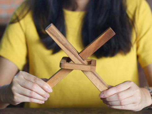 X Cross Disentanglement Puzzle - Wooden Brain Teasers for Adults, Logic Games Gift Puzzle and Mind Teasers