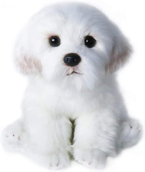 14" Realistic Plush Maltese Dog - Stuffed Animal Puppy Dog Toys - Soft Plush Pillow for Kids and Adults