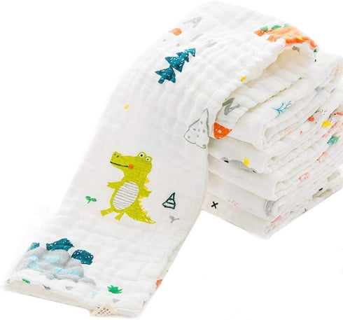 PENG'S M Muslin Baby Burp Cloths, 6-Pack Organic Cotton Washcloths, 20 by 10 Inches, 6 Layers Super Soft Funny Forest