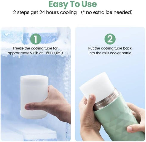 22oz 360Cooling 24 2pcs Mosthink Breast Milk Cooler Bottle, Keeps Milk Hours Fresh Portable Breastmilk Chiller