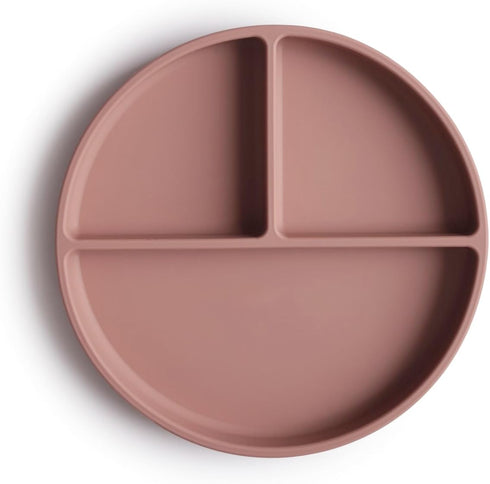 mushie Silicone Suction Plate, BPA-Free Non-Slip Design (Cloudy Mauve)