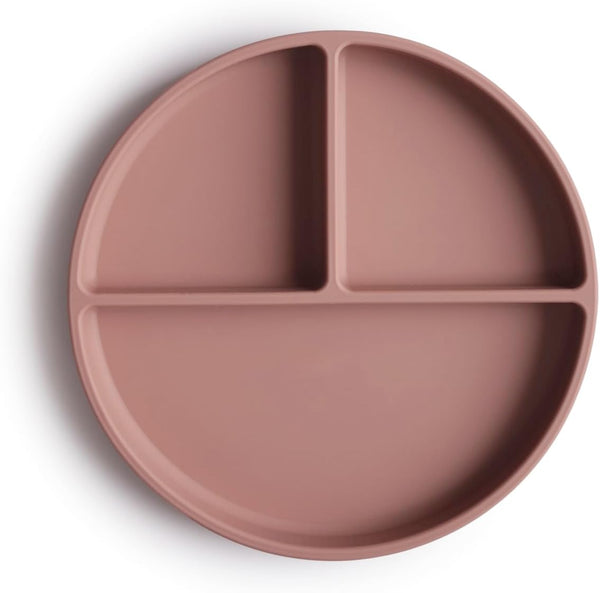 mushie Silicone Suction Plate, BPA-Free Non-Slip Design (Cloudy Mauve)