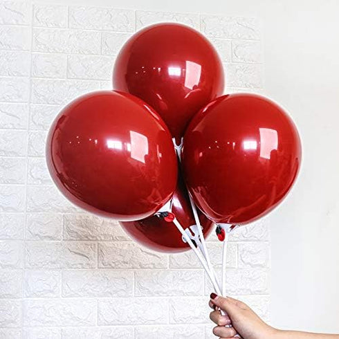 50pcs 10inch Red Ruby Latex Balloons, Thick Double Latex Balloons for Love Bride Wedding Valentine Day Party Decoration