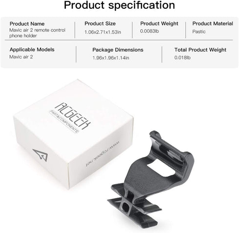 RCGEEK Cellphone Clip Mount Holder Kit for DJI Air 3 / Mini 3 Pro/Mini 2 / Air 2 2S / Mavic 3 Drone Controllers