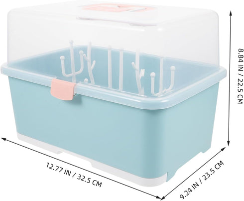 Large Capacity Bottle Storage Box with Drying Rack for Pacifiers and Tableware Portable Feeding Organizer in Bright