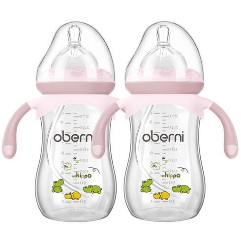Oberni Baby Bottles, Weighted Straw Toddler Milk Bottles with Non-Slip Handle, Size