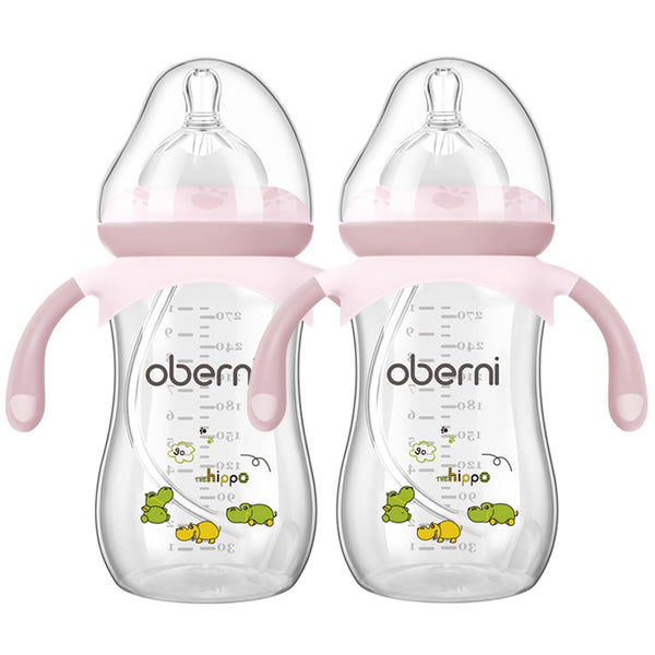 Oberni Baby Bottles, Weighted Straw Toddler Milk Bottles with Non-Slip Handle, Size