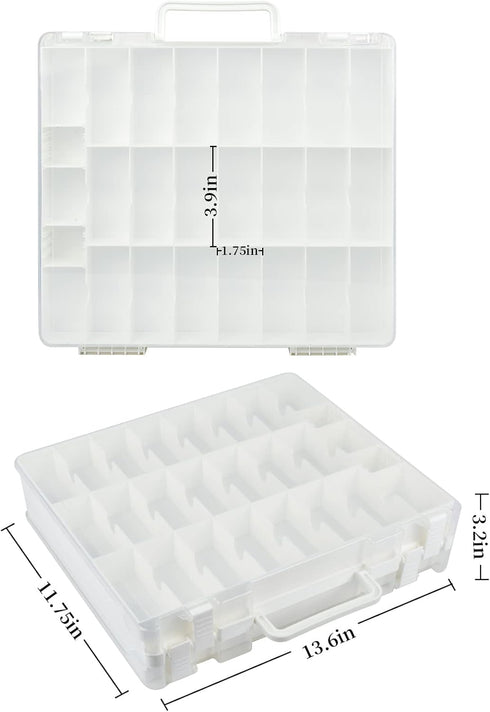 FULLCASE Toys Organizer Storage for Hot Wheels Cars, Double-Sided Carrying Box with 48 Compartments, White