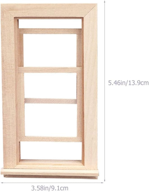 Toyvian 1:12 Scale Wooden Dollhouse Mini Window Frame, Miniature Wooden Furniture for Doll House Decoration