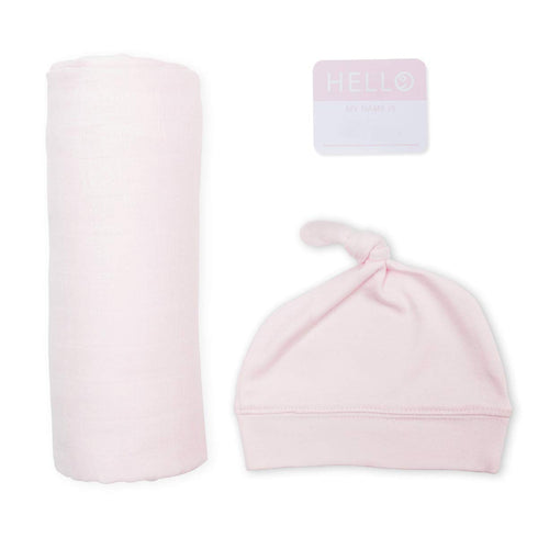 Lulujo Birth Announcement Hat & Swaddle Blanket Set| Unisex Softest Bamboo Viscose