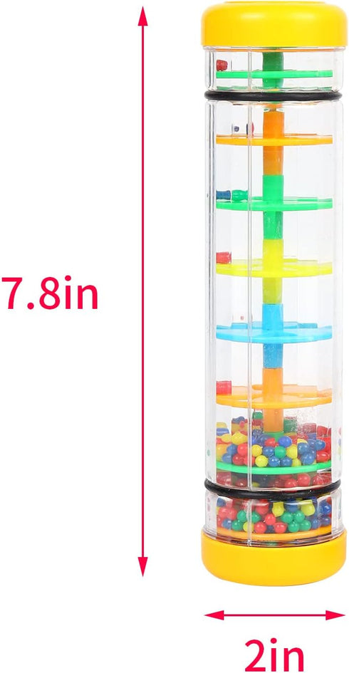 Rainmaker 8 inch Mini Rain Stick for Babies, Yellow Rattle Tube Shaker Music Sensory Toy
