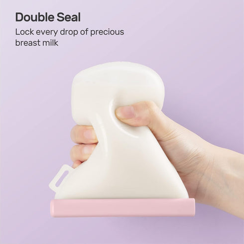 7 12oz/360ml Nuliie Pcs Reusable Silicone Breastmilk Storage Bags, Double Leak-Proof, BPA Free Self-Standing Milk Bags