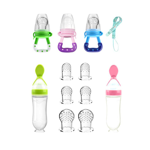 (3 6 90ML 2 Food Feeder Baby Fruit Feeder Pacifier Pcs) with Different Sized Silicone Pacifiers,Silicone Baby Food