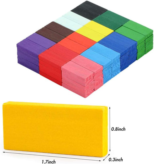 BigOtters Super Domino Blocks - 360PCS Bulk Kit, 12 Colorful Wooden Domino Blocks Educational Racing Game