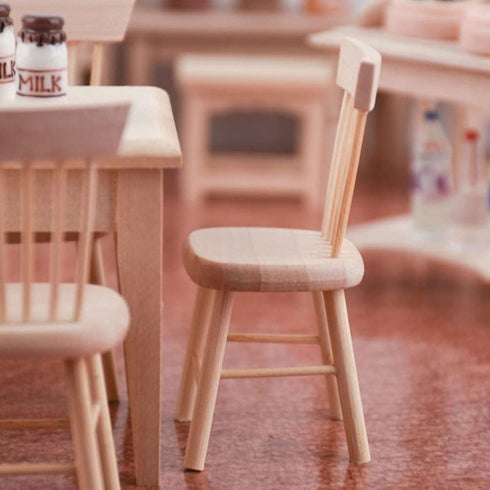 Toyvian 6 pcs Mini Wood Dollhouse Chairs, 1:12 Scale, Miniature Furniture Props for Dollhouse Landscape Garden
