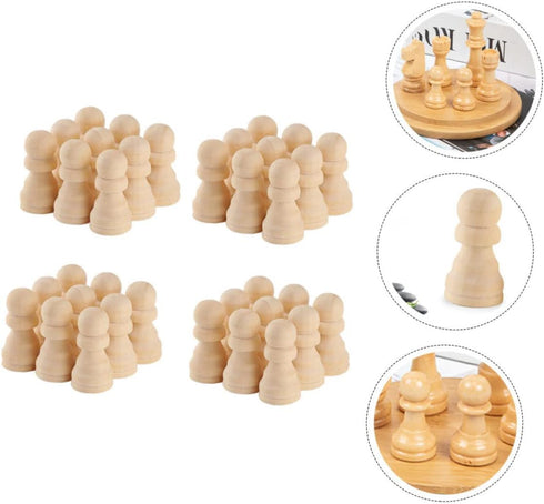 TOYANDONA 50pcs Wooden Chess Pieces Toys - Unfinished Wood Crafts Puzzle Toy - Wood Checker Toys Painting DIY Chess