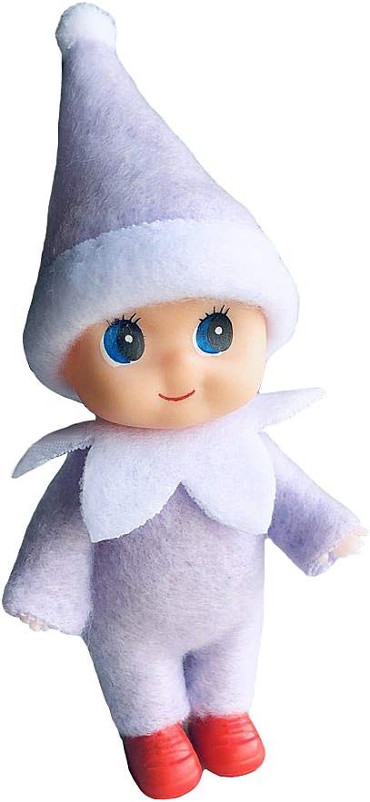 Wuleeuper Tiny Baby Elf Doll, Christmas Miniature Elf Decoration, Newborn Gift with Feet and Shoes - Purple