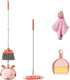 Kids Cleaning Toy Set, Mini Child Broom, Mop and Dustpan, 6pcs Little Housekeeping Helper Set for Toddler Age 1-5 (Pink)