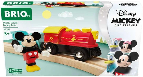 Brio 32265 Disney Mickey Mouse Battery Train, Exclusive Wooden Toy Train Set for Kids Age 3 & Up, Enhances Motor Skills