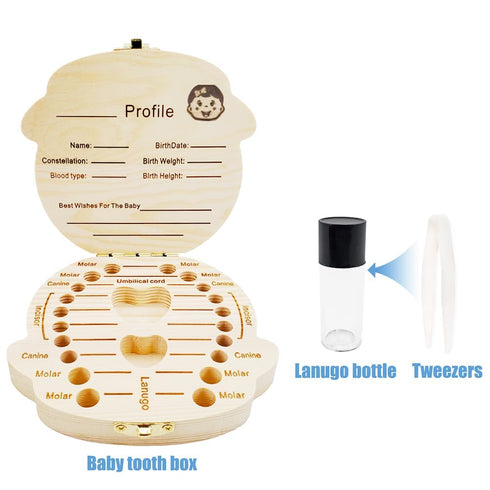 PAMBO Baby Tooth Box Keepsake for Girls, Wooden Tooth Storage and Saver Box for Lost Teeth