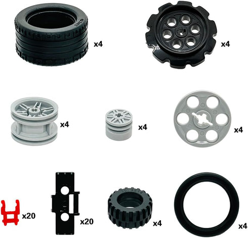 Miutrue 6yrs+ Technical Parts Car Gears Wheels Treads Chain Links Building Blocks Accessories Pieces kit Construction