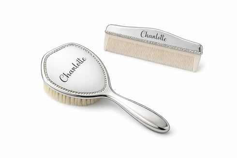 Luxury Personalized Silver Baby Brush Set Custom Baby Keepsake