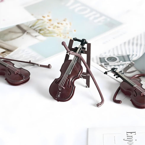 Miniature Violin, Tiny Violin Mini Musical Instrument, Miniature Model Dollhouse, Furniture Crafts Ornament