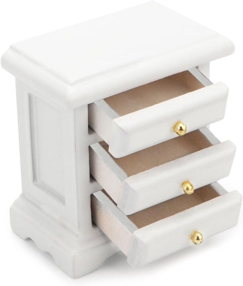 Miniature Bedside 1:12 Furniture Nightstand Drawer Cabinet Model Accessories for Bedroom Mini House Scene Decorations
