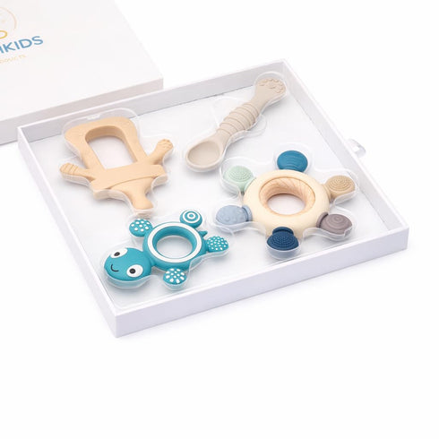 GANDIKIDS BABY PRODUCTS Set 3 Set 4 Baby Silicone Teething Ring Teether Gift for Boys and Girls Over Months Soothes