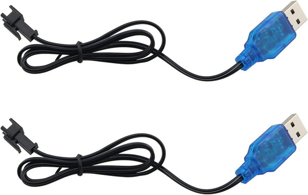 2pcs USB Charger Cable 3.7V with SM-2P Plug Connector, Electric Toy Charging Cable for RC Helicopter Quadcopter