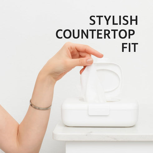 Discreet Flushable Wipes Dispenser Fits STANDARD Size Flushable Wipes Only No-Drill Suction Mount, Hygienic Low-Profile