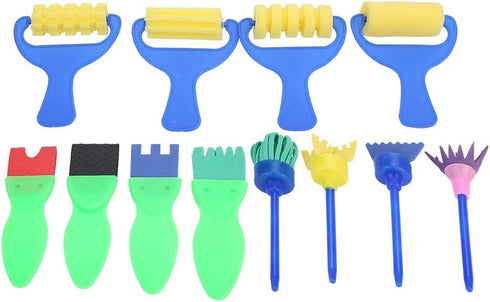 Keenso 12pcs Kids Painting Supply Brushes Sponge Paint Toy Drawing Set for Children's Play and Trap Observer