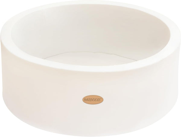 Baby Ball Pit - Soft Round Memory Foam Playpen for Indoor Outdoor Use, Balls Not Included (White)