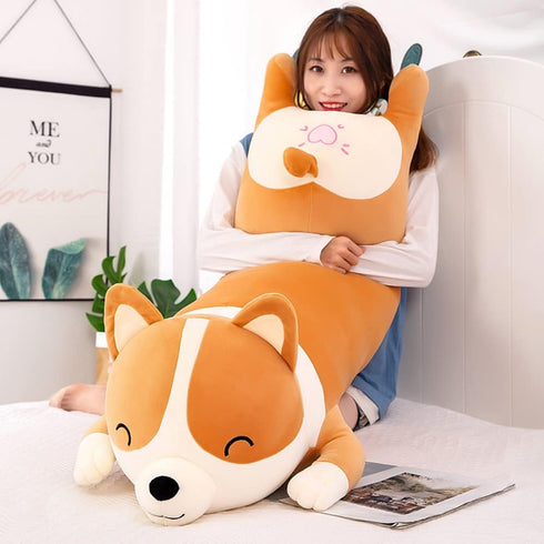 120cm Plush Long Corgi Toy, Cute Soft Stuffed Animal Corgi Doll, Kids Plush Pillow Gift for Kids and Girls (Yellow)