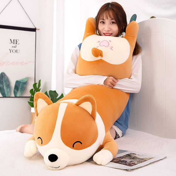 120cm Plush Long Corgi Toy, Cute Soft Stuffed Animal Corgi Doll, Kids Plush Pillow Gift for Kids and Girls (Yellow)