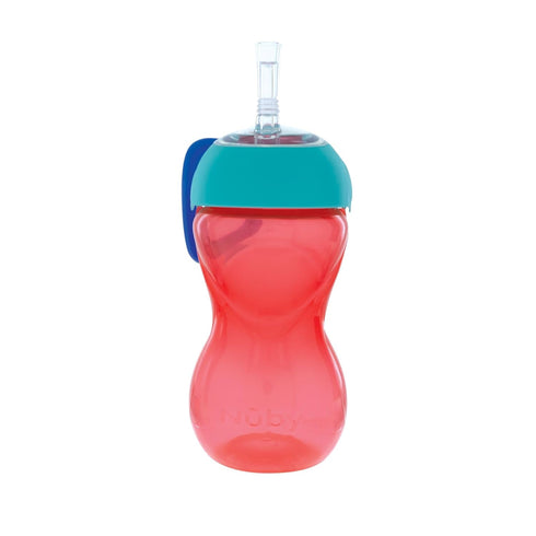 Nuby No-Spill Clik-It Flexi Straw Sippy Cup with Easy Grip - (3-Pack) 10 oz - Baby Sippy Cup for 6+ Month Old - Red/Green/Blue by Nuby