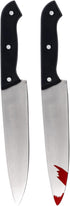 UQJE 2PC Fake Knife with Blood Halloween Butcher Silver Kitchen Knife Toy