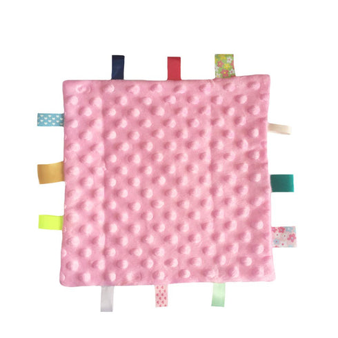 Pink Baby Tag Comforter Taggy Blanket - Multi-Coloured Tag Security Blanket, Taggy Plush Comforter - Pale Pink Textured
