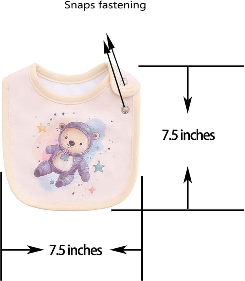 6 Pack Maiwa Waterproof Cotton Baby Bibs for Girls Boys for Drooling Eating with Snaps