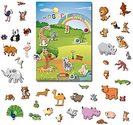 Magnetic Portable Playboard Cute Zoo Ainimal Magnets Create Scene for Learning Travel