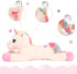 43'' Big Unicorn Plush Toy - Off-White Stuffed Animal, Lovely Beige Unicorn Birthday Decorations for Girls